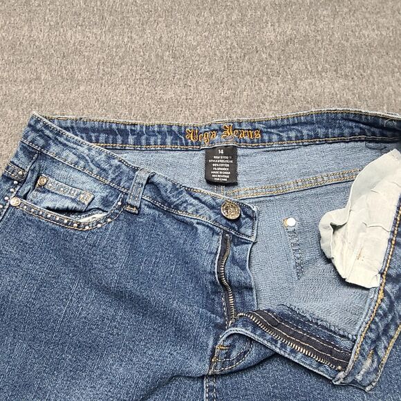 Vega Womens Jeans 14 Blue Distressed Skinny Stretch Denim Pants‎ - Picture 5 of 8